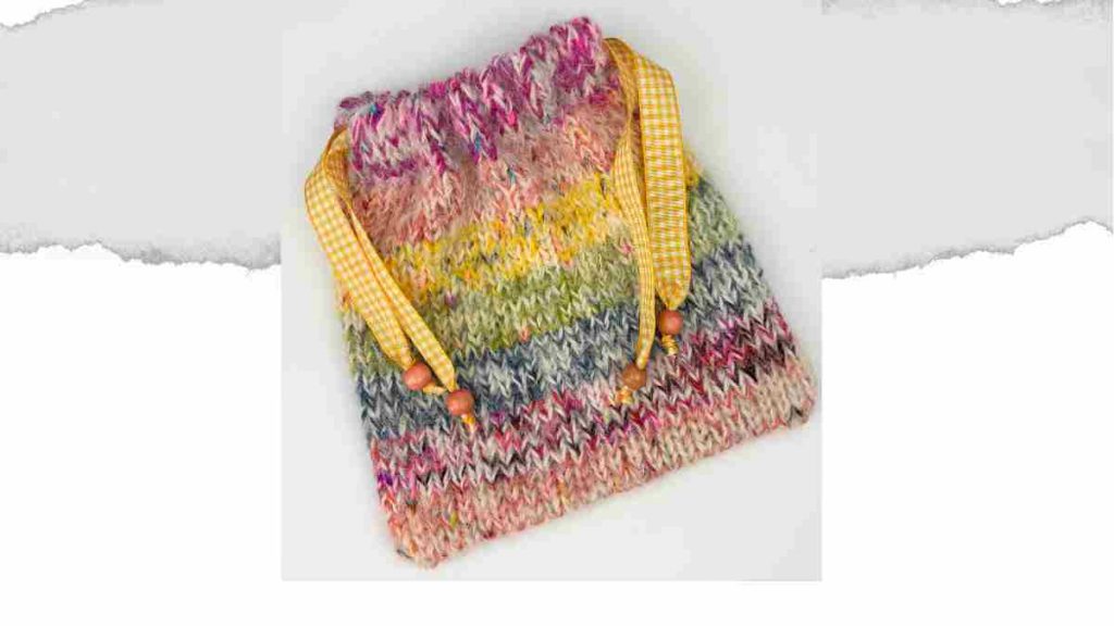 Header image for knitted gift bag free knitting pattern